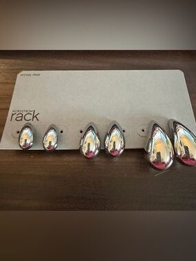 Nordstrom Rhodium Finish 3 sets of Earrings